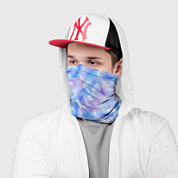 Бандана-труба Узор из голубых и сиреневых перьев, цвет: 3D-принт — фото 2