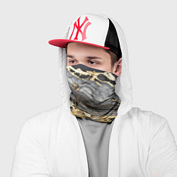 Бандана-труба Черный серый золотой мрамор, цвет: 3D-принт — фото 2