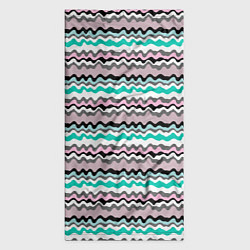 Бандана-труба Кривые абстрактные горизонтальные полосы бирюзовые, цвет: 3D-принт — фото 2