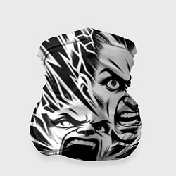 Бандана-труба Свирепые лица и молнии - нейроарт, цвет: 3D-принт