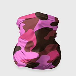 Бандана-труба Камуфляж: розовый/коричневый, цвет: 3D-принт