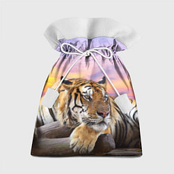 Мешок для подарков Тигр на закате, цвет: 3D-принт