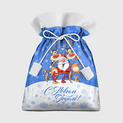 Подарочный мешок Санта Клаус с оленями