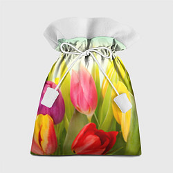 Мешок для подарков Цветущие тюльпаны, цвет: 3D-принт
