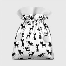 Мешок для подарков КОШКИ ЧЕРНОЕ НА БЕЛОМ, цвет: 3D-принт