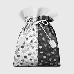 Мешок для подарков Чёрно-Белые Снежинки, цвет: 3D-принт