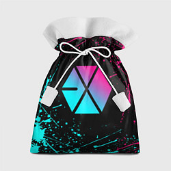 Мешок для подарков EXO BAND NEON LOGO НЕОНОВЫЕ БРЫЗГИ КРАСОК, цвет: 3D-принт