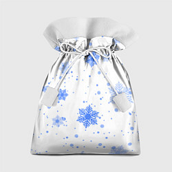 Мешок для подарков Голубые снежинки падают, цвет: 3D-принт