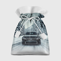 Мешок для подарков Лексус - зимняя дорога!, цвет: 3D-принт