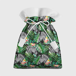 Мешок для подарков Зебра и листья, цвет: 3D-принт