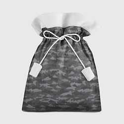 Мешок для подарков Тёмно-Серый Камуфляж Рыбака, цвет: 3D-принт