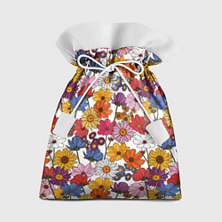 Мешок для подарков Полевые Цветы на белом фоне, цвет: 3D-принт