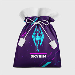 Мешок для подарков Символ Skyrim в неоновых цветах на темном фоне, цвет: 3D-принт