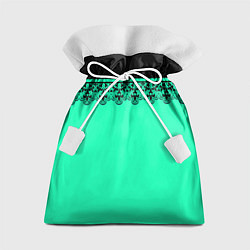 Мешок для подарков Черные кружева на ярком неоновом зеленом фоне lace, цвет: 3D-принт