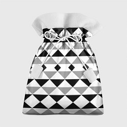 Мешок для подарков Черно-белый геометрический узор треугольники, цвет: 3D-принт
