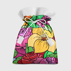 Мешок для подарков Красочные летние цветы Fashion trend, цвет: 3D-принт