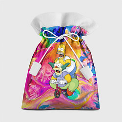Мешок для подарков Гомер Симпсон и клоун Красти едут на детском велос, цвет: 3D-принт