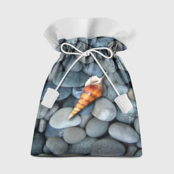 Подарочный мешок Одинокая ракушка среди морских камней