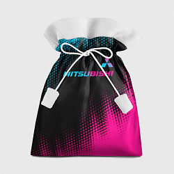 Мешок для подарков Mitsubishi - neon gradient: символ сверху, цвет: 3D-принт