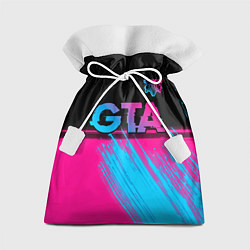 Мешок для подарков GTA - neon gradient: символ сверху, цвет: 3D-принт