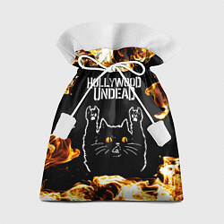 Мешок для подарков Hollywood Undead рок кот и огонь, цвет: 3D-принт