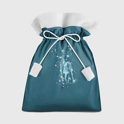 Мешок для подарков Деревья и снежинки в силуэте идущего оленя, цвет: 3D-принт