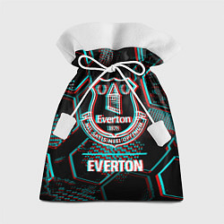 Мешок для подарков Everton FC в стиле glitch на темном фоне, цвет: 3D-принт