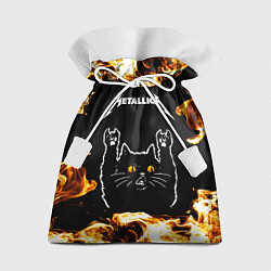 Мешок для подарков Metallica рок кот и огонь, цвет: 3D-принт