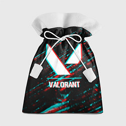Мешок для подарков Valorant в стиле glitch и баги графики на темном ф, цвет: 3D-принт