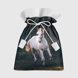 Мешок для подарков Скачущая белая лошадь, цвет: 3D-принт