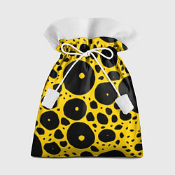 Мешок для подарков Черные пятна на желтом фоне, цвет: 3D-принт