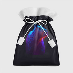 Мешок для подарков Неоновая капибара на чёрном фоне, цвет: 3D-принт