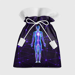 Мешок для подарков Неоновый человек в нейросети, цвет: 3D-принт