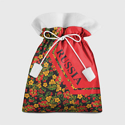 Мешок для подарков Хохлома на красном, цвет: 3D-принт