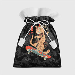 Мешок для подарков Кот самурай на скейтборде, цвет: 3D-принт