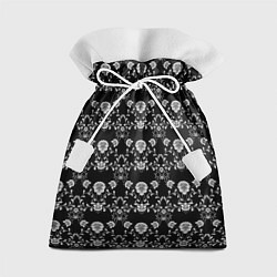 Мешок для подарков Черно-белый цветочный полосатый ретро узор, цвет: 3D-принт