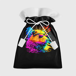 Мешок для подарков Капибара в тёмных очках - поп арт, цвет: 3D-принт