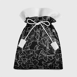 Мешок для подарков Нежные цветы - лилии: черно белыи, цвет: 3D-принт