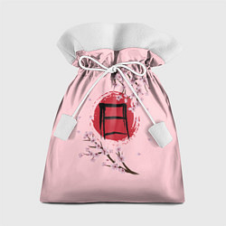 Мешок для подарков Цветущая сакура с иероглифом cолнце, цвет: 3D-принт