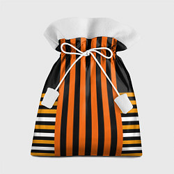 Мешок для подарков Полосатый узор в красных оранжевых тонах на черном, цвет: 3D-принт