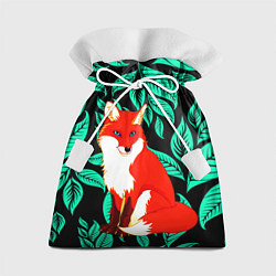 Мешок для подарков Лиса на фоне листьев, цвет: 3D-принт
