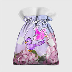 Подарочный мешок Две пташки на цветочном фоне