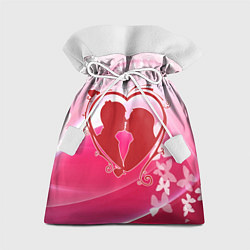 Мешок для подарков Силуэт влюбленной пары и бабочки, цвет: 3D-принт