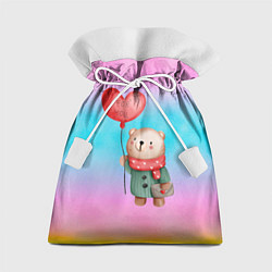 Мешок для подарков Мишка с красным сердечком, цвет: 3D-принт