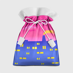 Мешок для подарков Город на фоне розового неба, цвет: 3D-принт