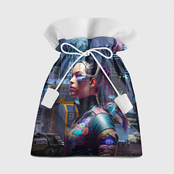 Мешок для подарков Cyberpunk - brave girl - neural network, цвет: 3D-принт