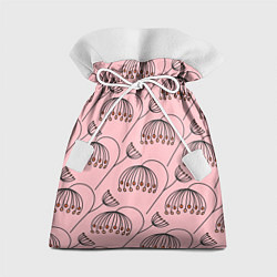 Мешок для подарков Цветы в стиле бохо на пудрово-розовом фоне, цвет: 3D-принт