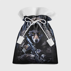 Мешок для подарков Волк воин в лесу, цвет: 3D-принт