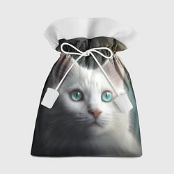 Мешок для подарков Милый белый кот с голубыми глазами, цвет: 3D-принт