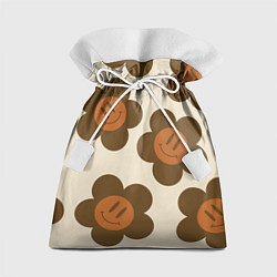 Мешок для подарков Цветочки-смайлики ретро, цвет: 3D-принт